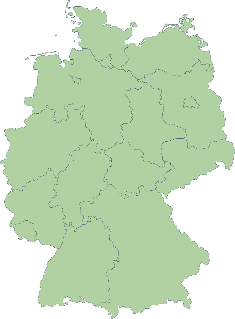 Deutschlandkarte mit Grenzen der Bundesländer